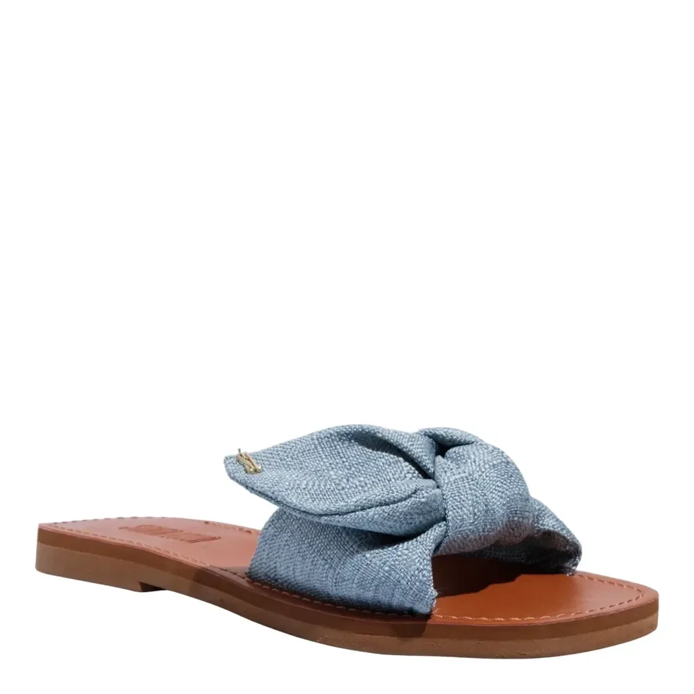 Rasteira Laço Washed Jeans Azul Blue - vista 2 de 4