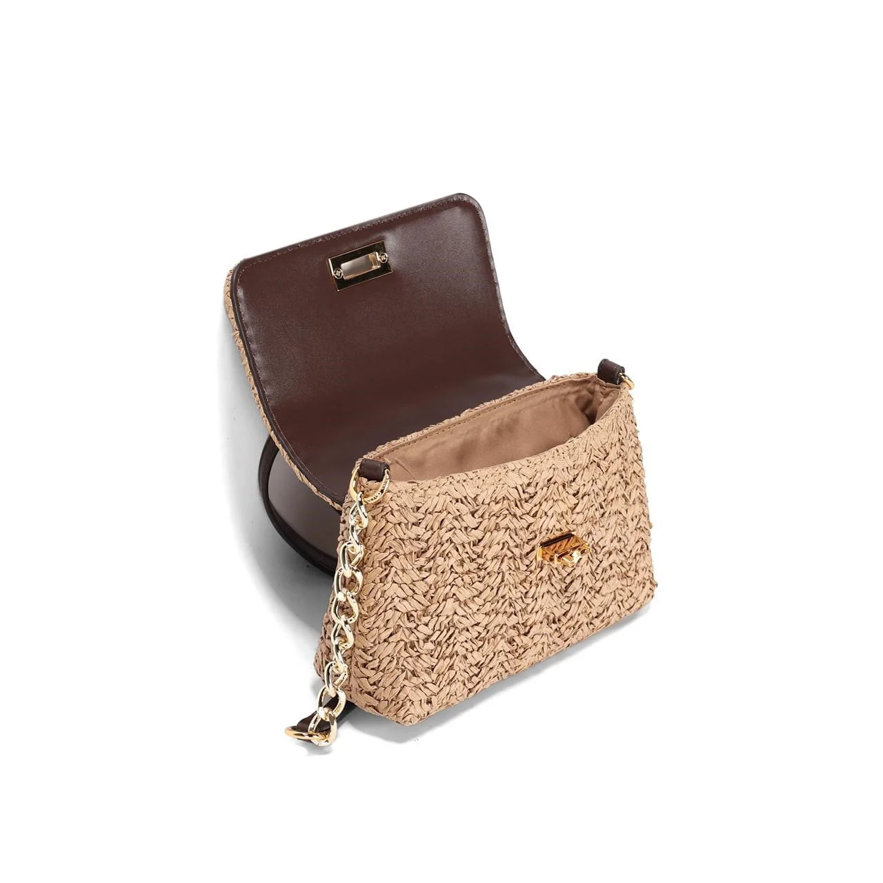 Bolsa Pequena Tramado Bege Alça Transversal - vista 3 de 3