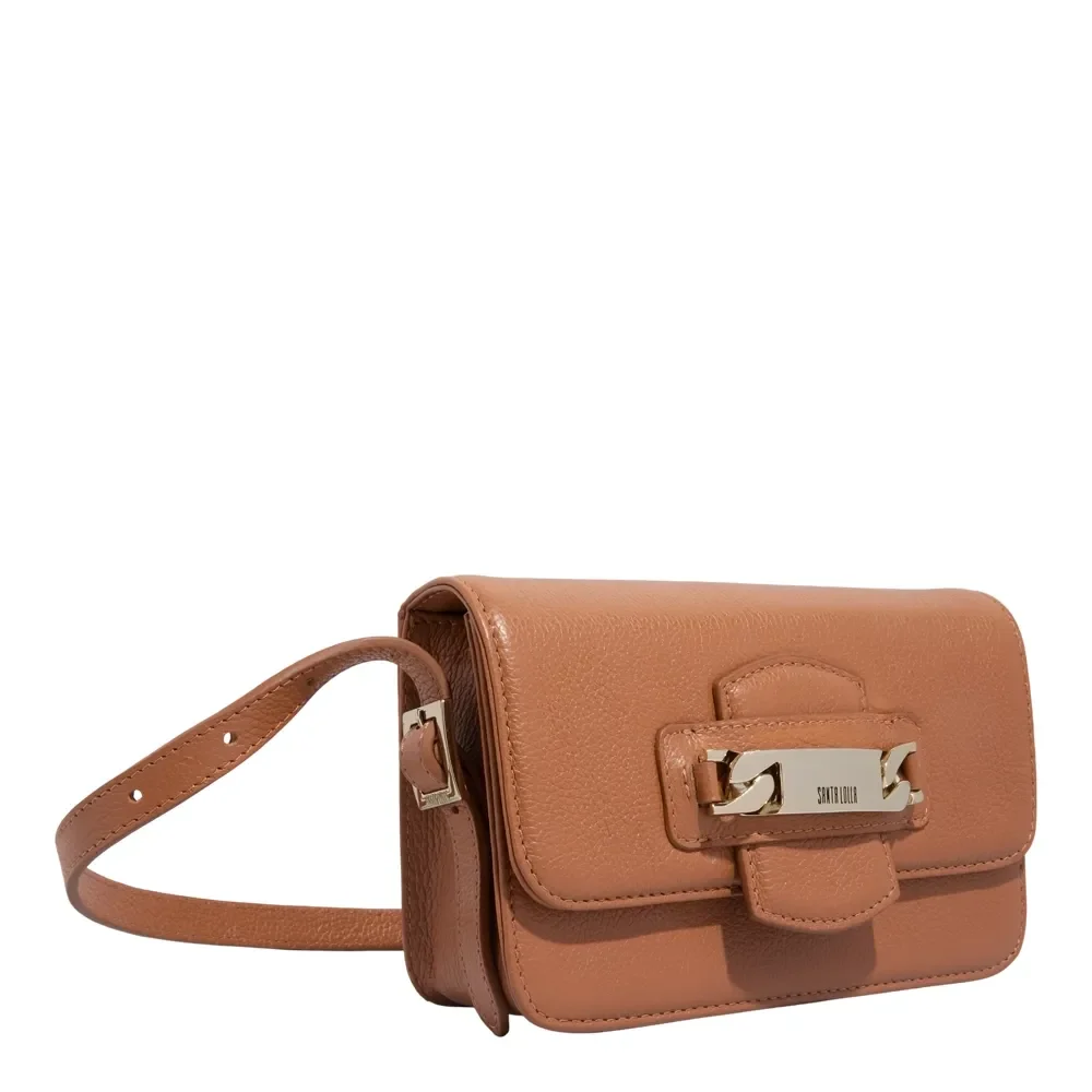 Bolsa Pequena Couro Floater Marrom Safari Alça Transversal - vista 2 de 3