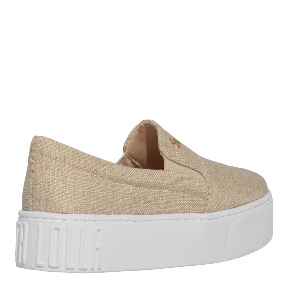 Tênis Slip On Tecido Copacabana Bege - vista 3 de 4