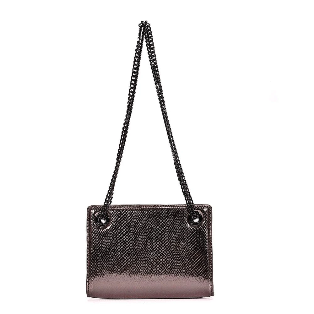 Bolsa Transversal Metalizado Cinza Grafite - vista 4 de 6