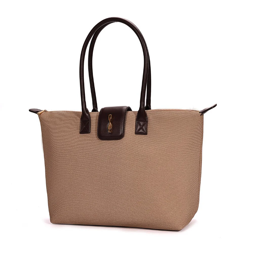 Bolsa Shopper Material Canvas Marrom Dark Alça de Ombro - vista 2 de 6
