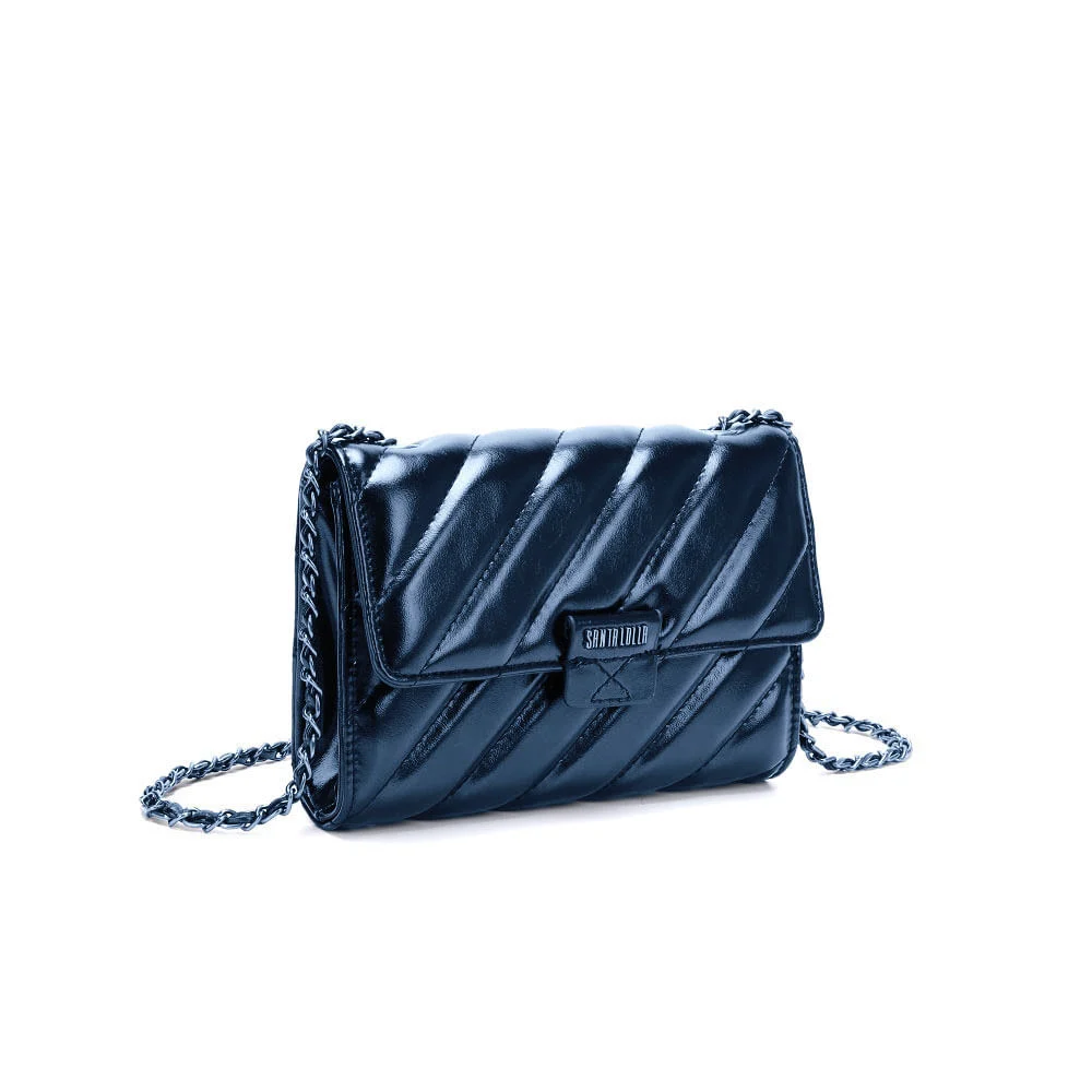 Bolsa Transversal Matelassê Verniz Preta - vista 2 de 5