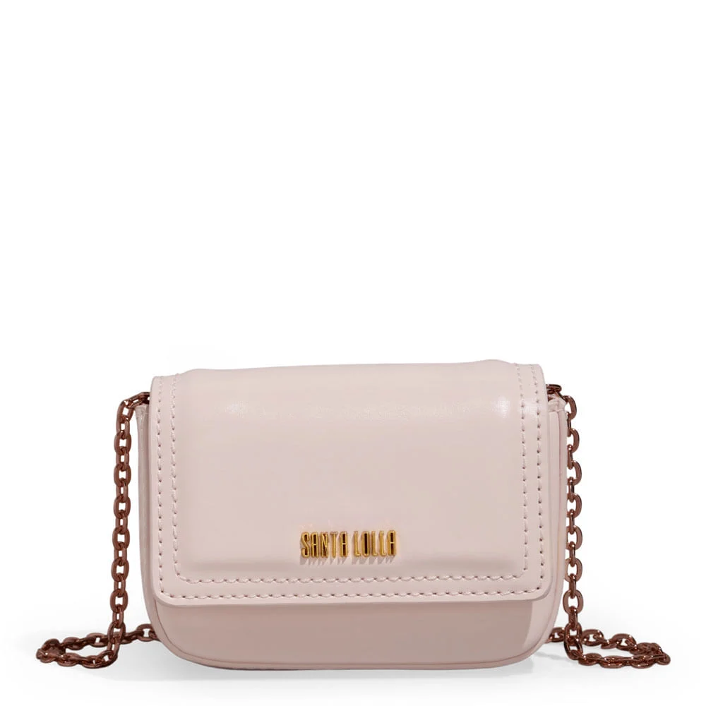 Bolsa Pequena Com Caixa Soft Rosa Claro Alça Transversal - vista 3 de 4