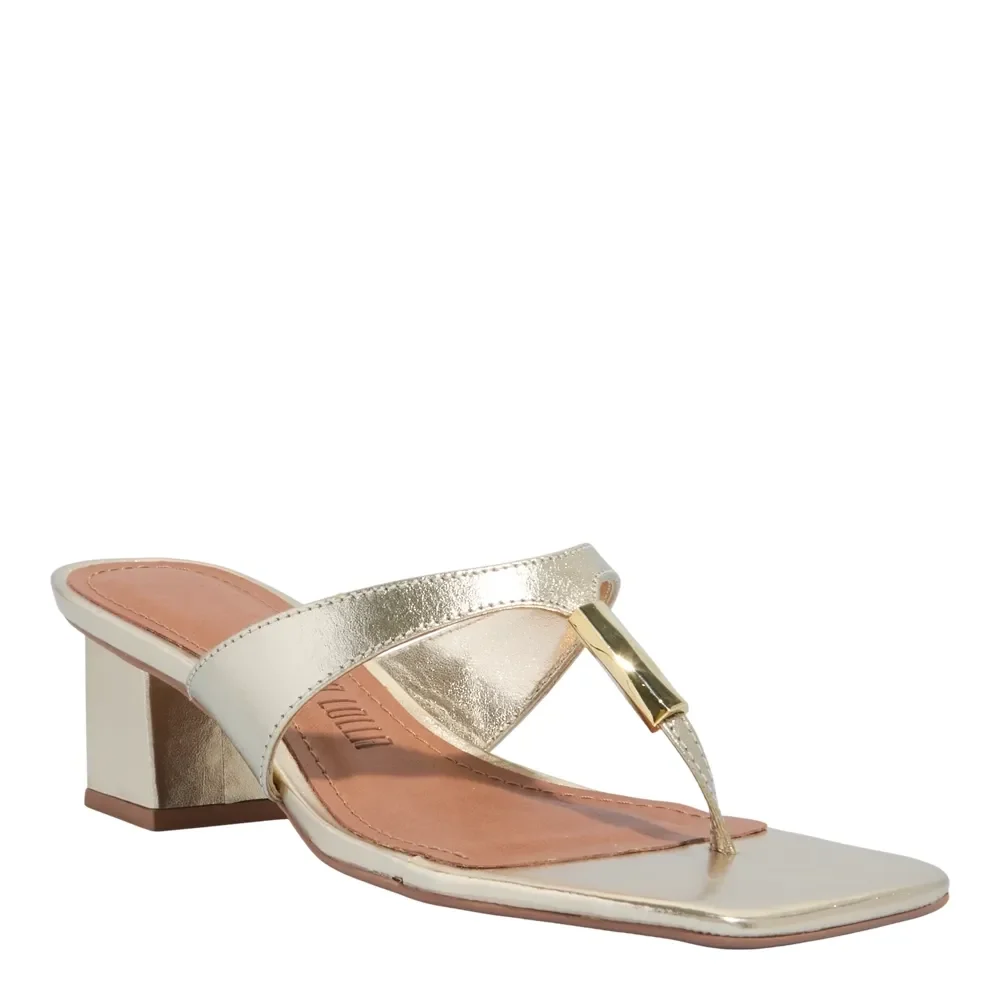 Mule De Dedo Metalizado Reflexo Dourado Salto Grosso - vista 2 de 3