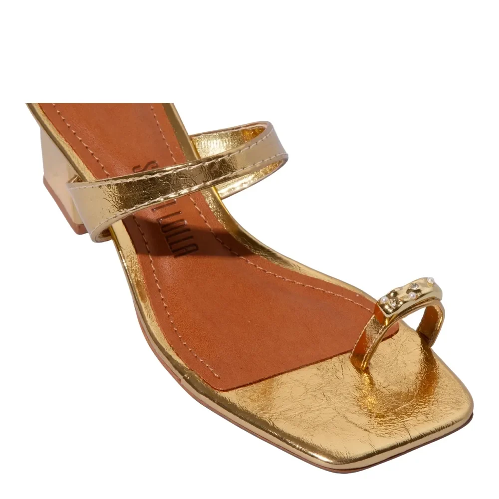 Mule Metalizado Reflexo Dourado Salto Grosso - vista 4 de 5