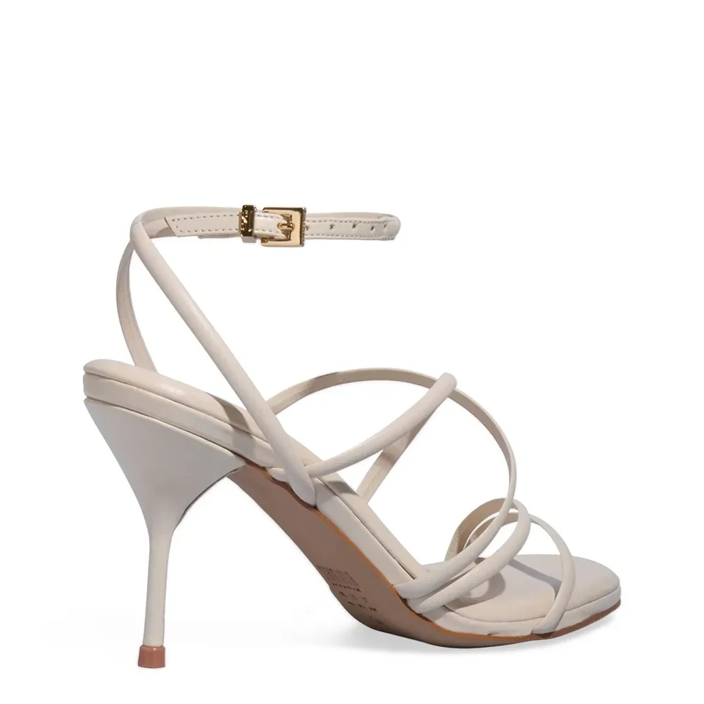 Sandália Acolchoada Couro Tiras Finas Off White - vista 5 de 5