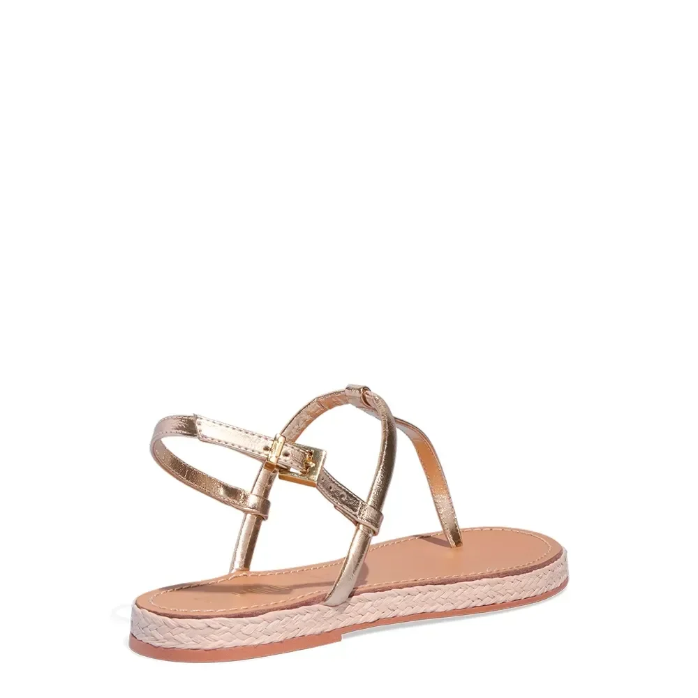 Rasteira Espadrille Dourada Metalizada - vista 3 de 4