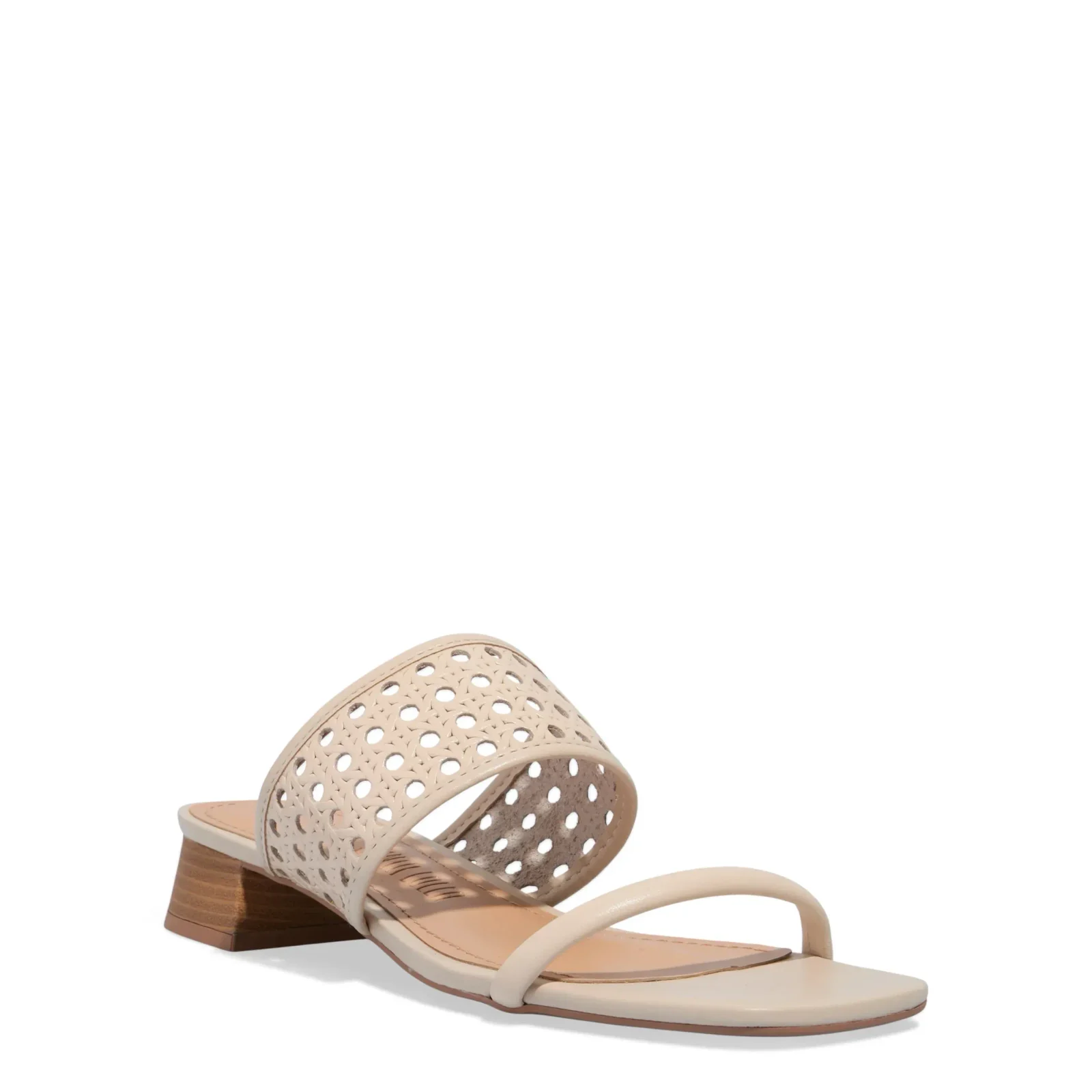 Mule Couro Tressê Off White Bico Quadrado - vista 2 de 3