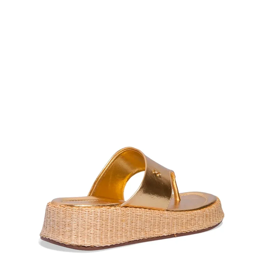 Papete Flatform Thong Dourada Metalizada - vista 3 de 4