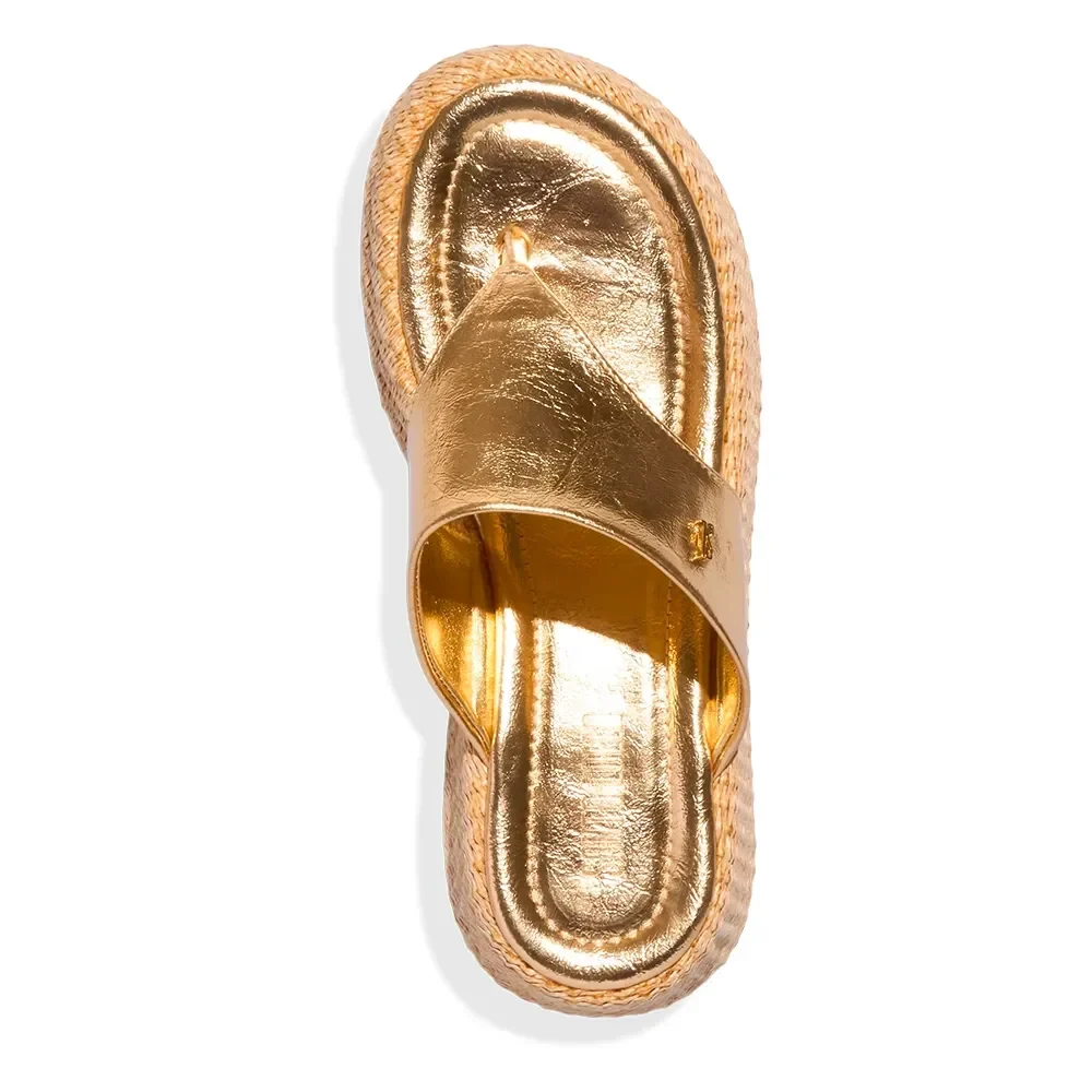 Papete Flatform Thong Dourada Metalizada - vista 4 de 4