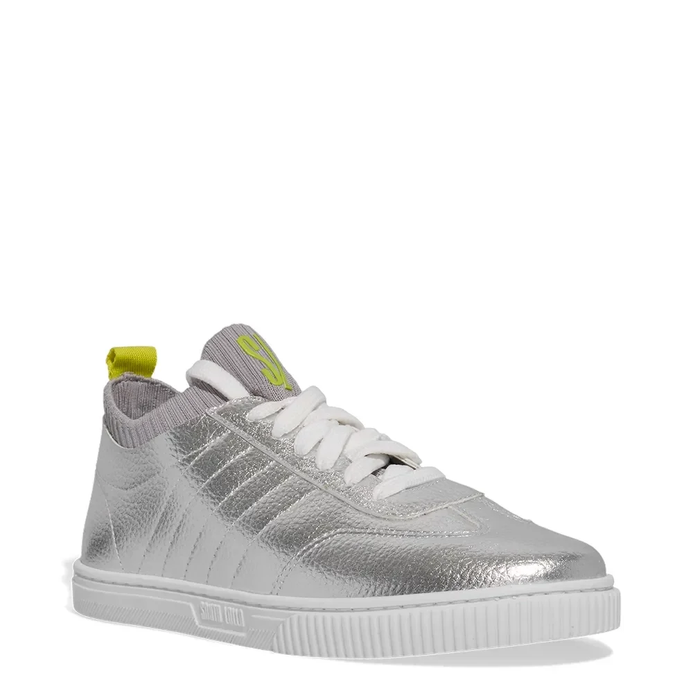 Tênis Floater Metalizado Prata Cano Knit - vista 2 de 4