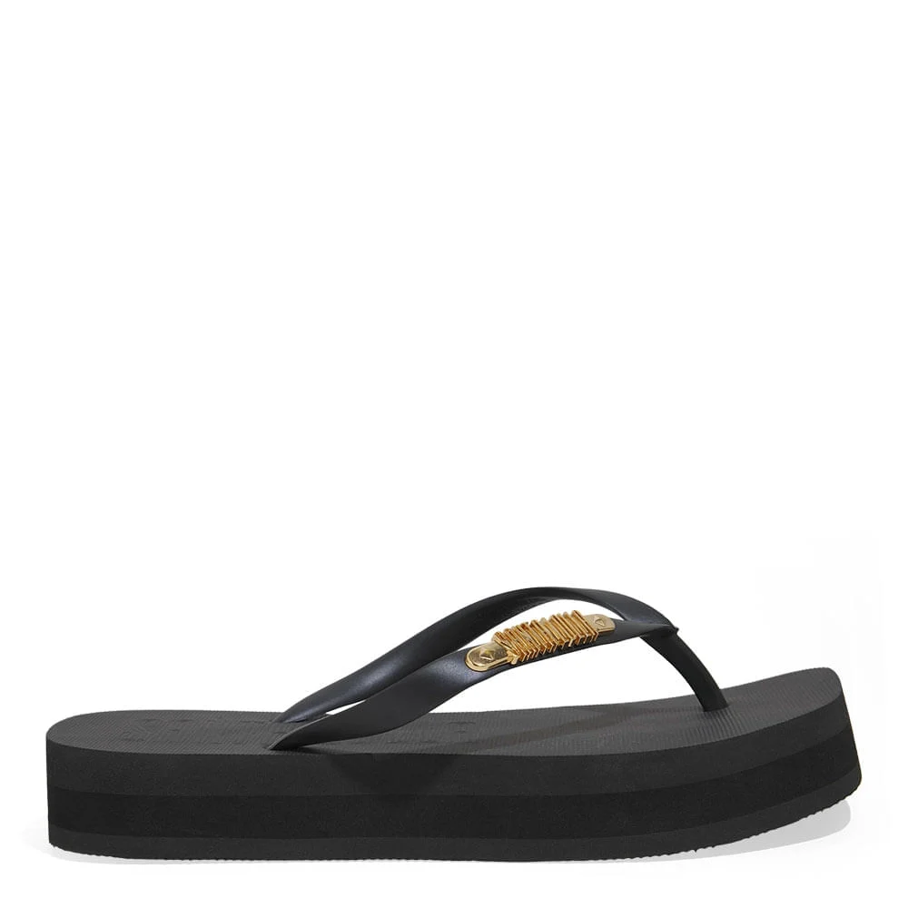 Chinelo Flatform Borracha Bico Quadrado Preto - vista 1 de 6