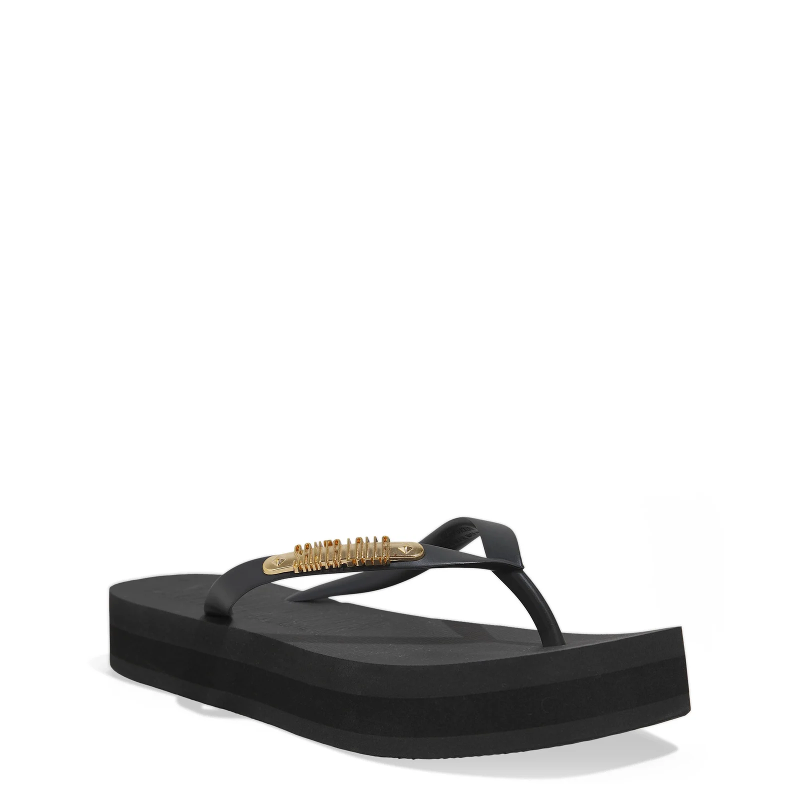 Chinelo Flatform Borracha Bico Quadrado Preto - vista 2 de 6
