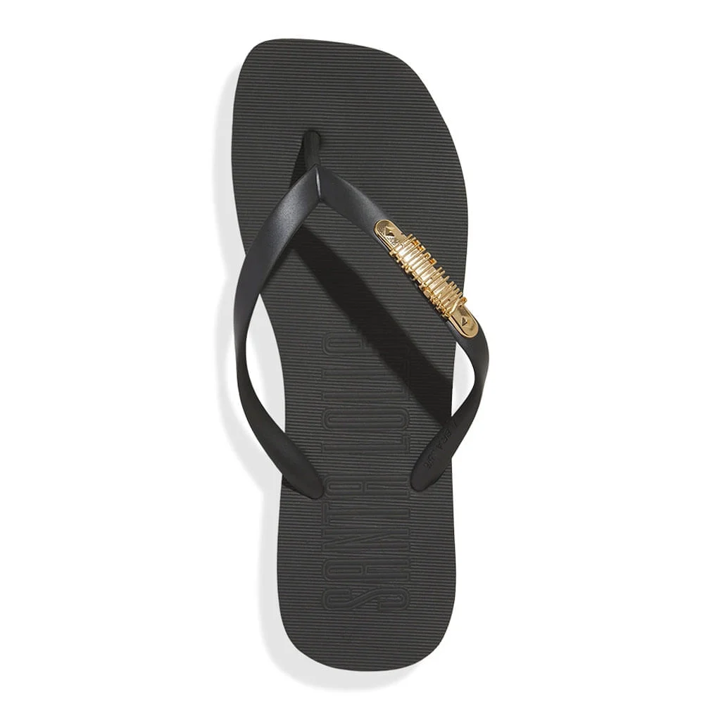 Chinelo Flatform Borracha Bico Quadrado Preto - vista 4 de 6