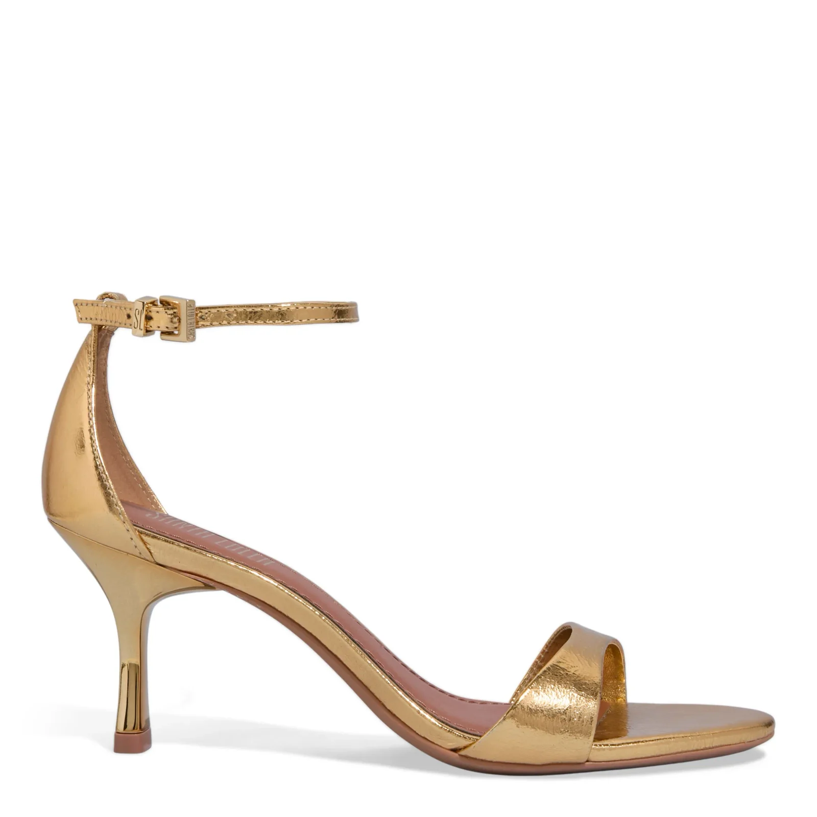 Sandália Couro Metalizado Dourado Salto Fino - vista 1 de 3
