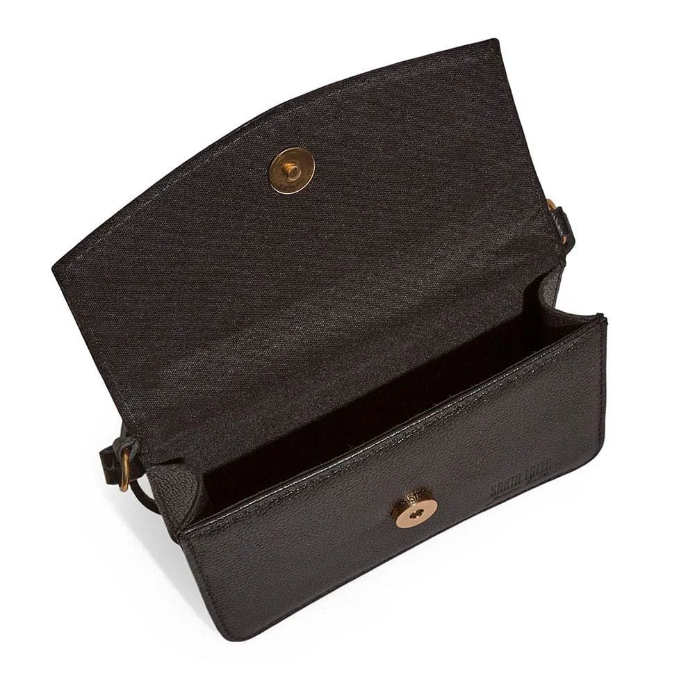 Bolsa Couro Floater Preto Alça Longa Transversal - vista 2 de 2