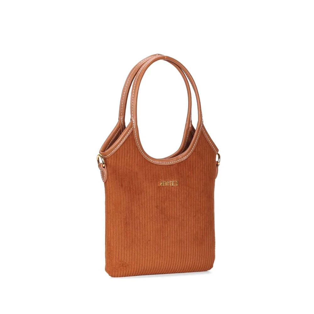 Bolsa Shopper Veludo Cotele Marrom Safari Alça Dupla - vista 2 de 3