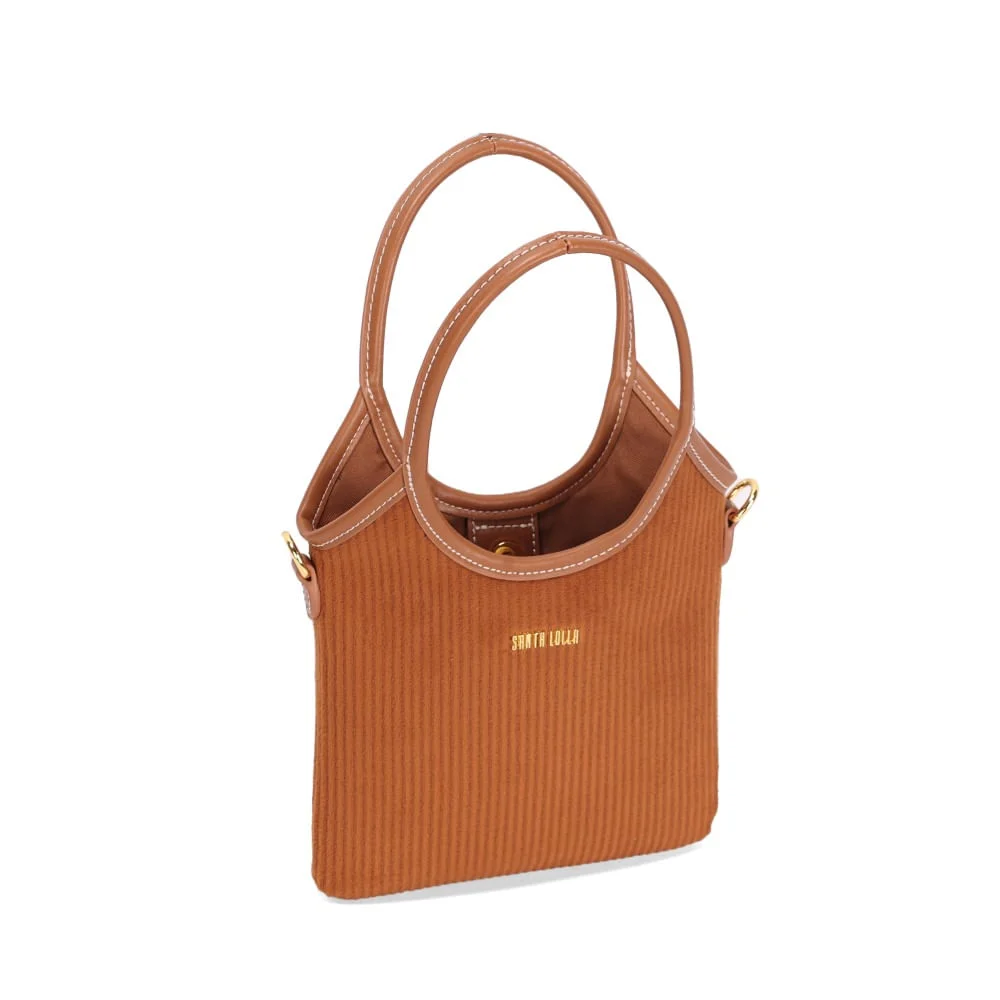 Bolsa Shopper Veludo Cotele Marrom Safari Alça Dupla - vista 3 de 3