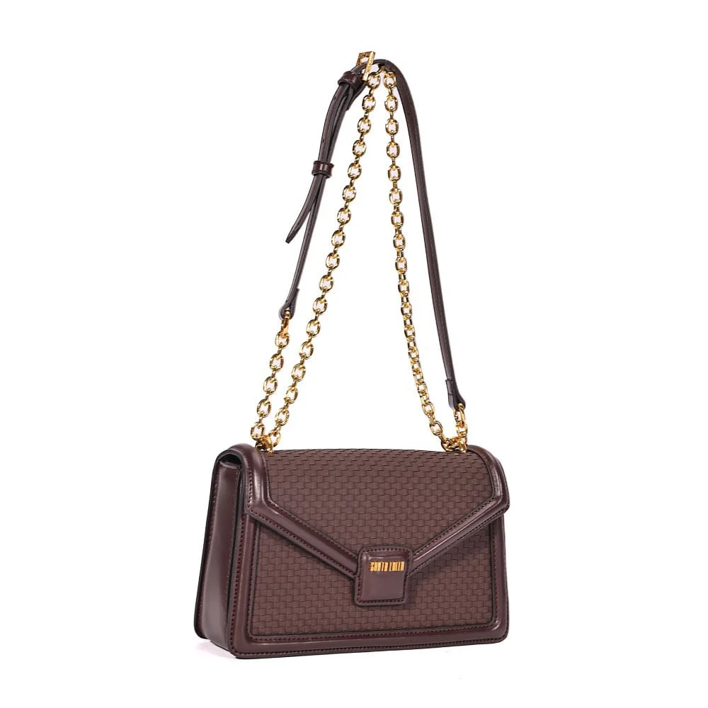 Bolsa Envelope Tressê Alça De Ombro Marrom Dark Cocoa - vista 2 de 8