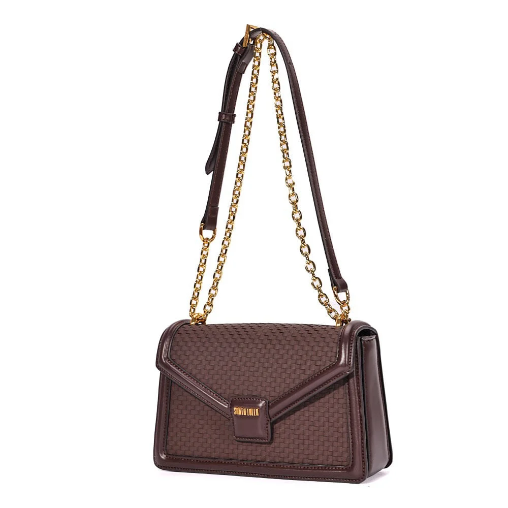 Bolsa Envelope Tressê Alça De Ombro Marrom Dark Cocoa - vista 3 de 8