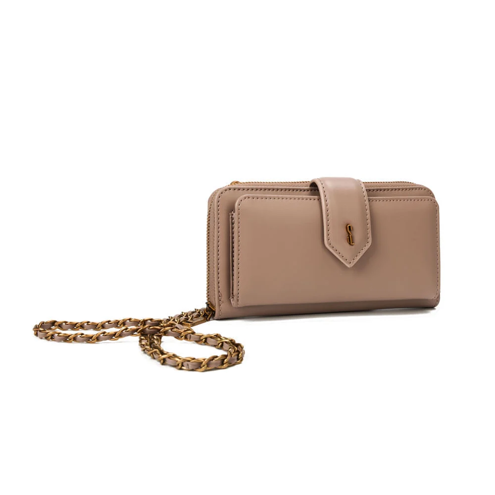 Bolsa Carteira Soft Com Caixa Alça De Ombro Corrente Rose - vista 2 de 8
