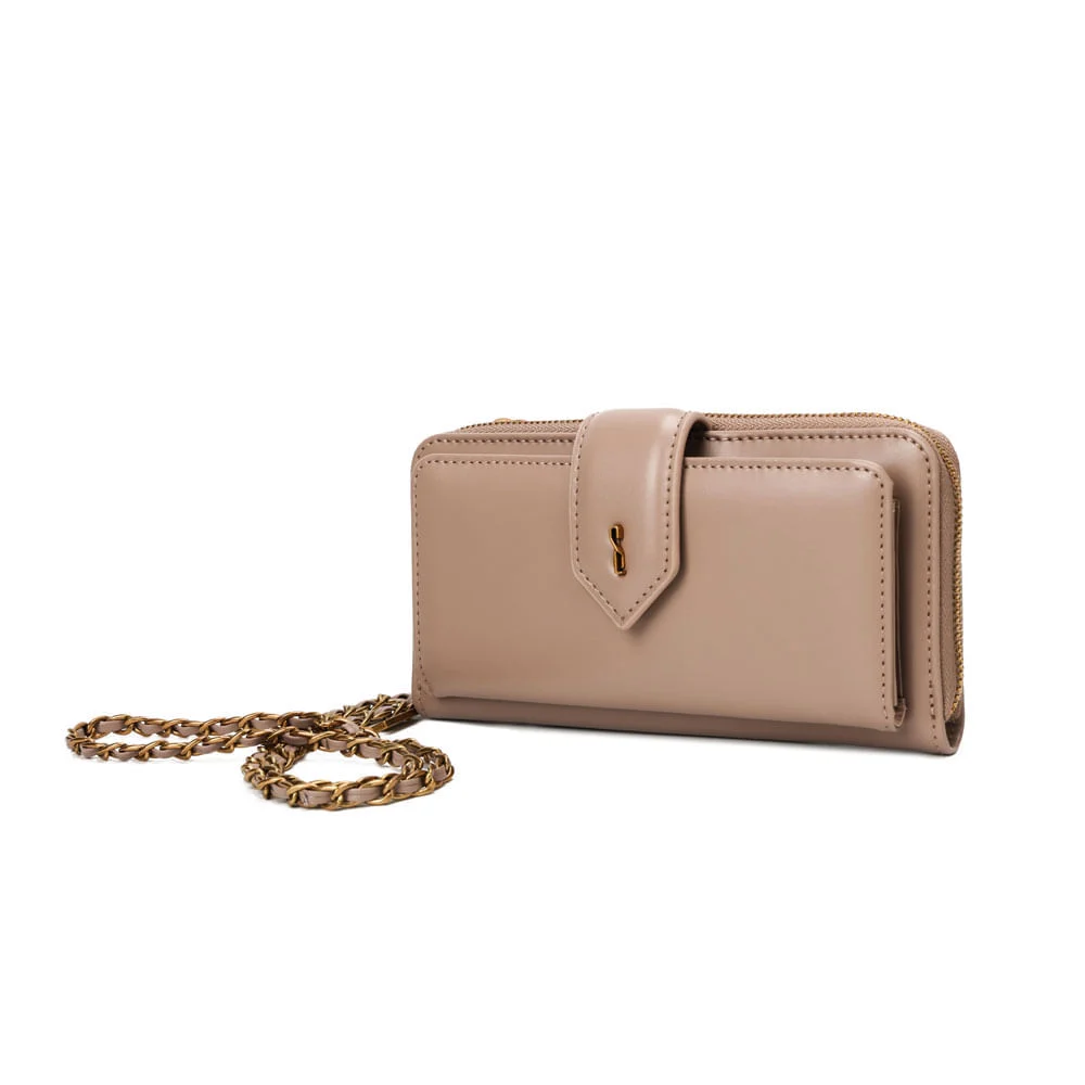Bolsa Carteira Soft Com Caixa Alça De Ombro Corrente Rose - vista 4 de 8