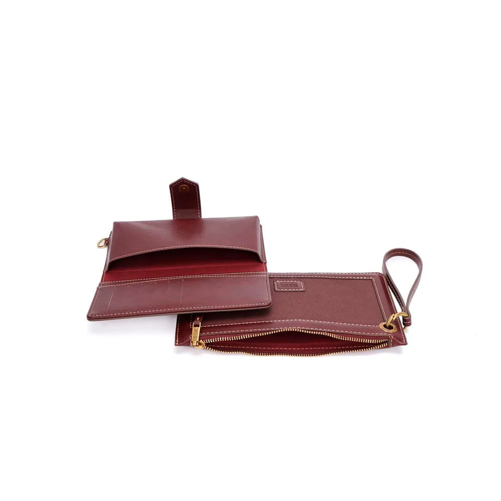Kit Necessaire Alça De Mão e Carteira Material Rustico Roxo Berry - vista 5 de 5