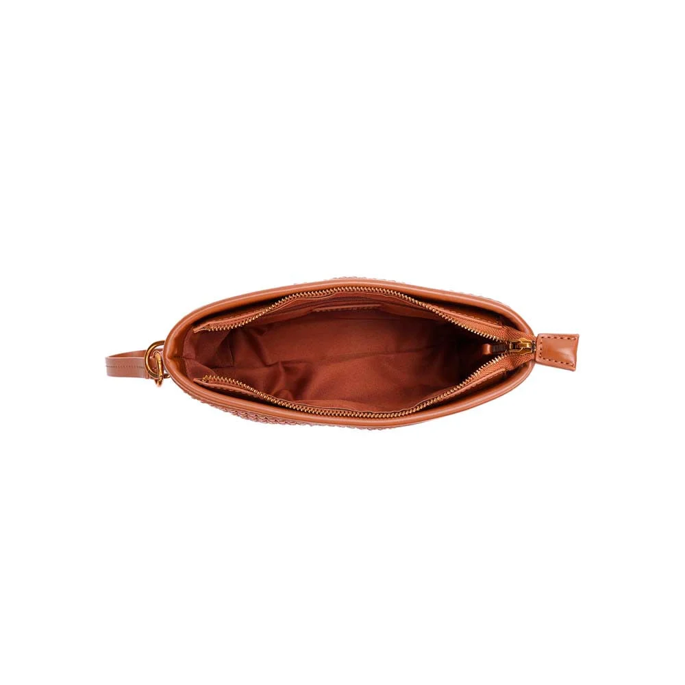 Bolsa Clutch Tressê Marrom Terracota Alça Transversal - vista 5 de 5