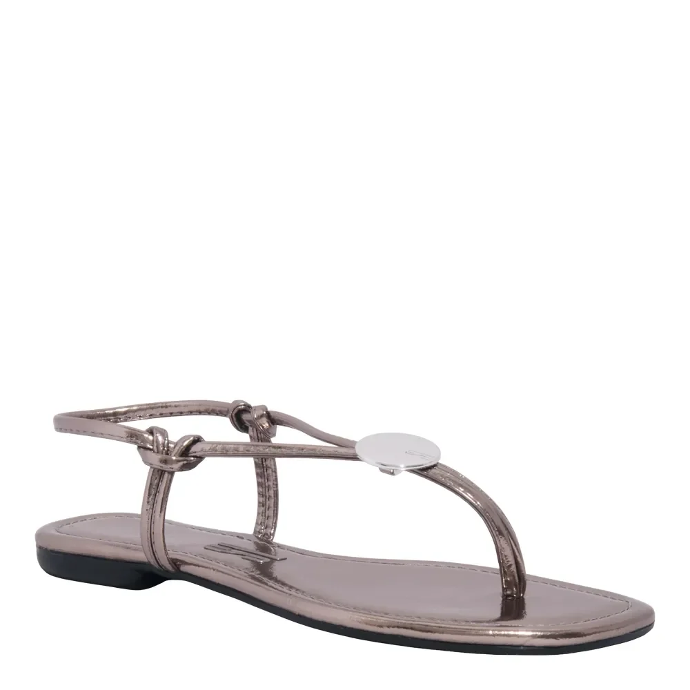 Rasteira Metalizado Reflexo Cinza Pewter Bico Quadrado - vista 2 de 4