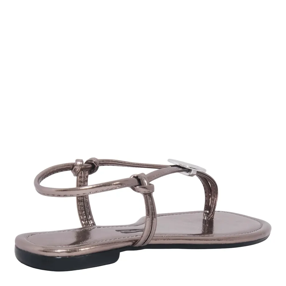 Rasteira Metalizado Reflexo Cinza Pewter Bico Quadrado - vista 3 de 4