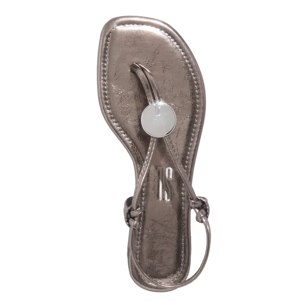 Rasteira Metalizado Reflexo Cinza Pewter Bico Quadrado - vista 4 de 4