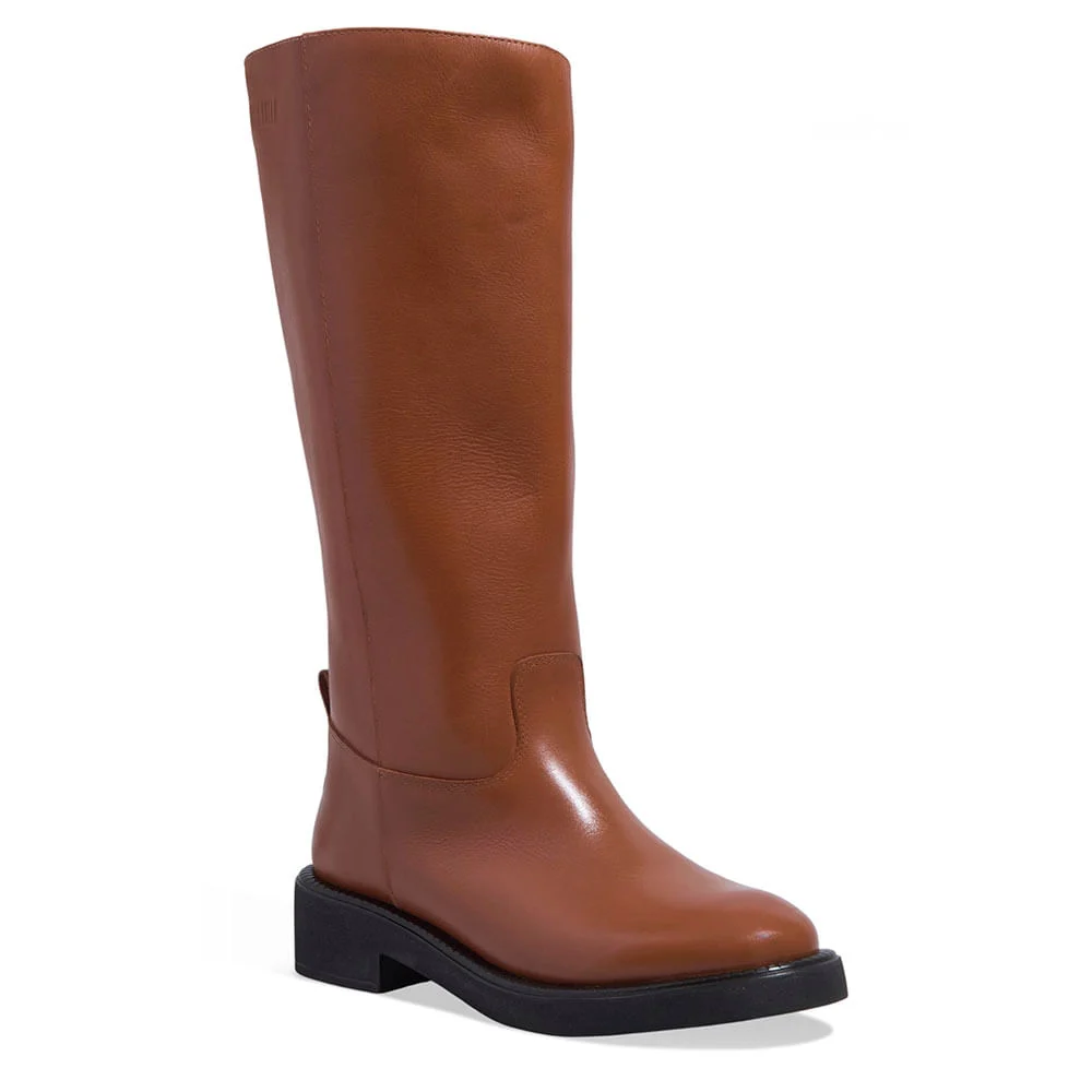 Bota Montaria Couro Confort Marrom Safari Salto Bloco - vista 2 de 3
