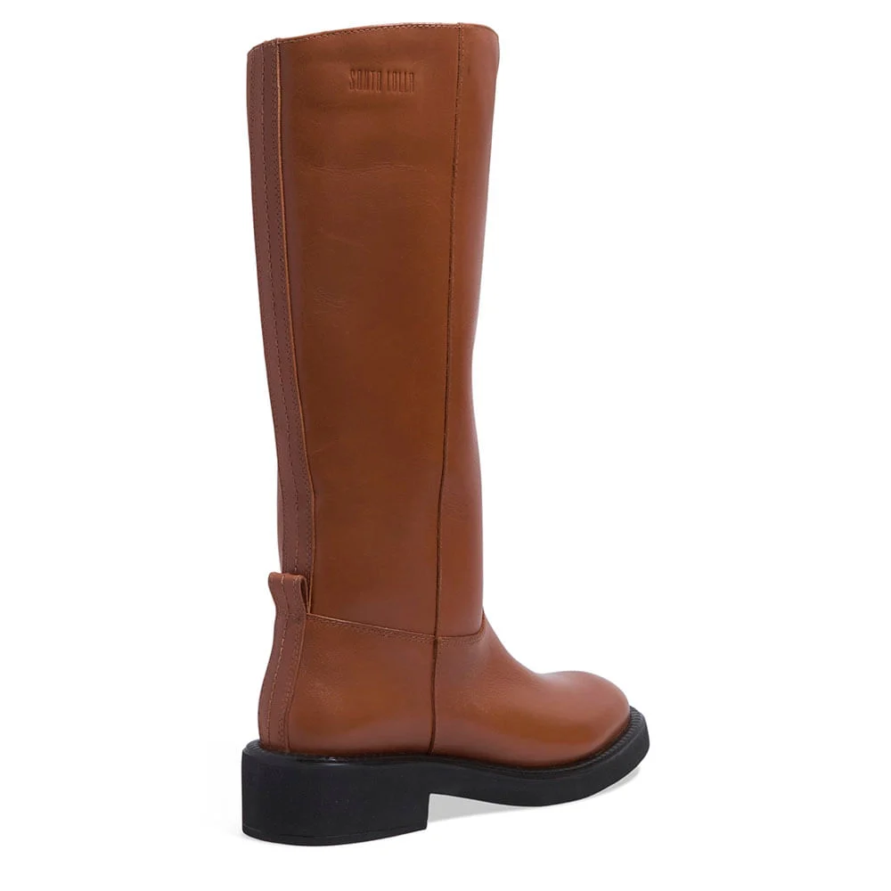 Bota Montaria Couro Confort Marrom Safari Salto Bloco - vista 3 de 3