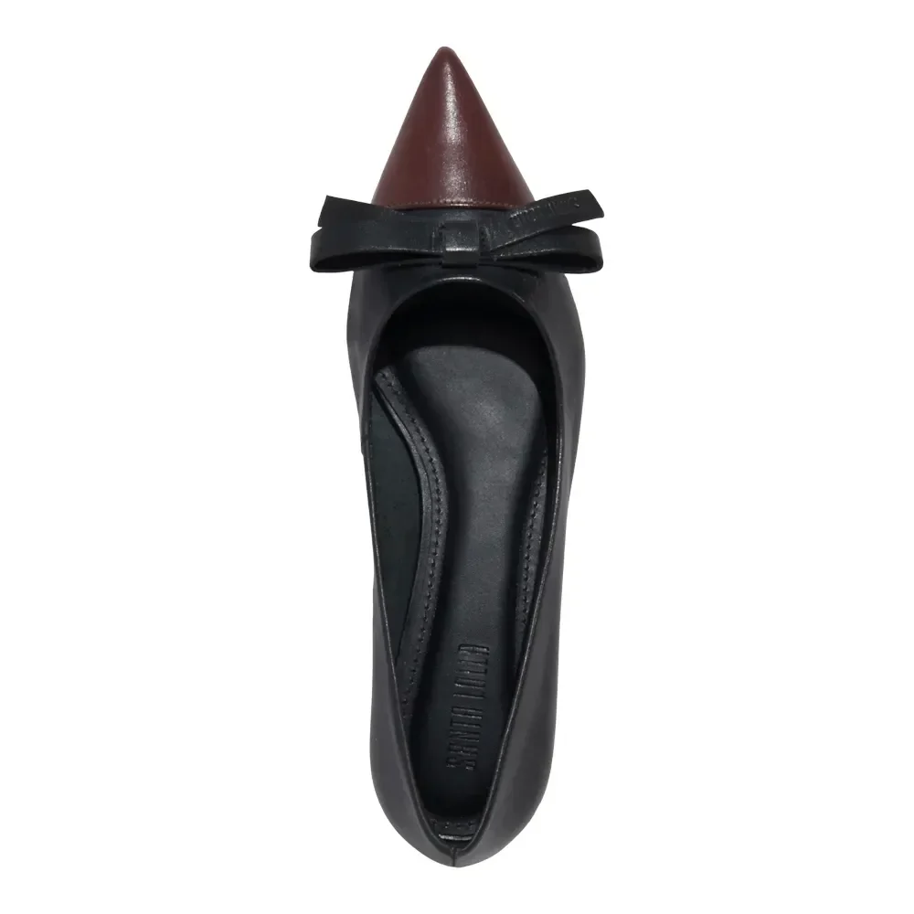 Sapatilha Couro Nobre Soft Preto Bico Fino Marrom Laço - vista 4 de 4