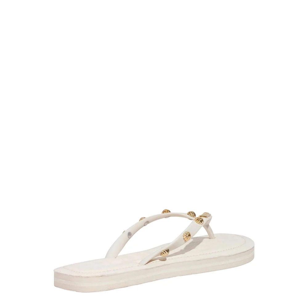 Chinelo Flip Flop Verniz Tachas Off White - vista 3 de 4
