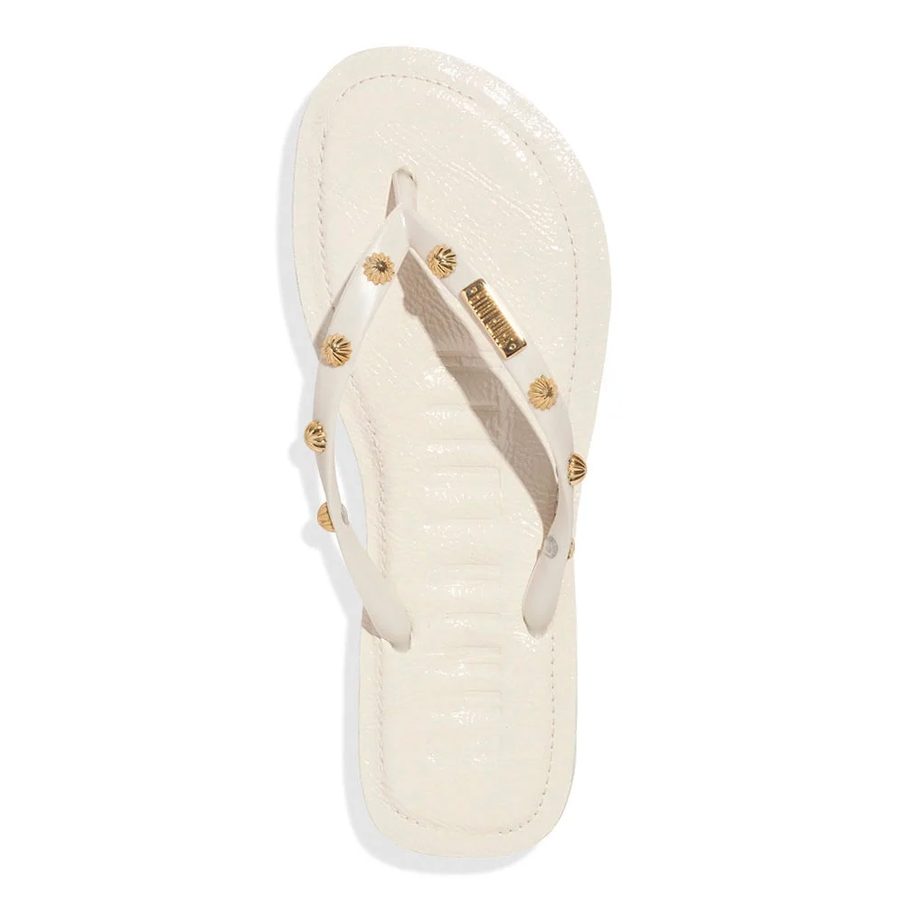 Chinelo Flip Flop Verniz Tachas Off White - vista 4 de 4