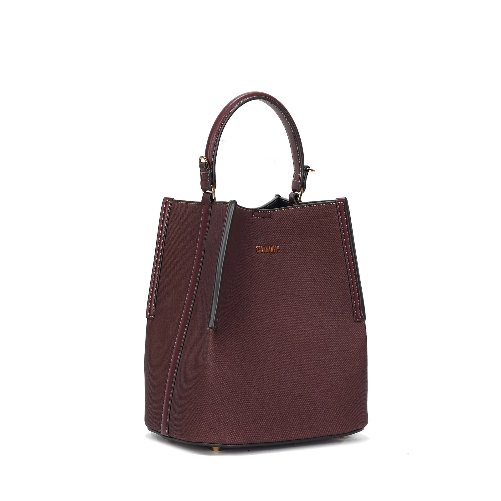 Bolsa Bucket Material Canvas Roxo Berry Alça Dupla - vista 2 de 3