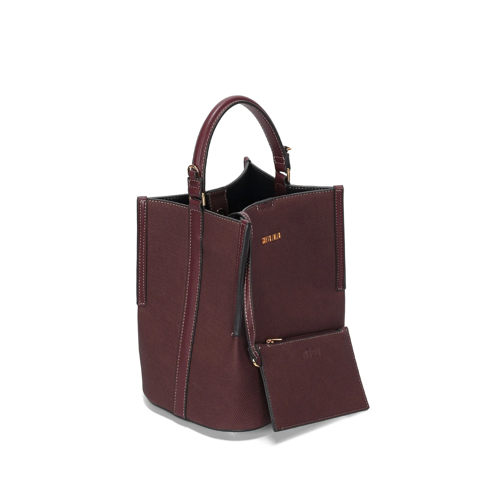Bolsa Bucket Material Canvas Roxo Berry Alça Dupla - vista 3 de 3