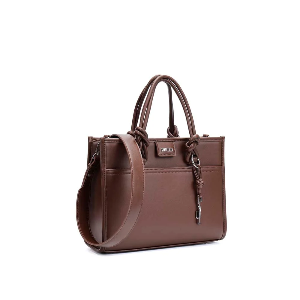 Bolsa Tote Grande Soft Marrom Dark Alça Dupla - vista 2 de 5