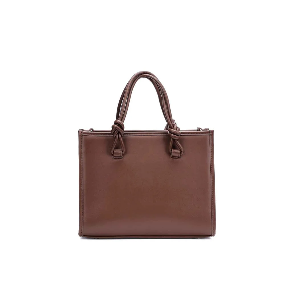 Bolsa Tote Grande Soft Marrom Dark Alça Dupla - vista 3 de 5