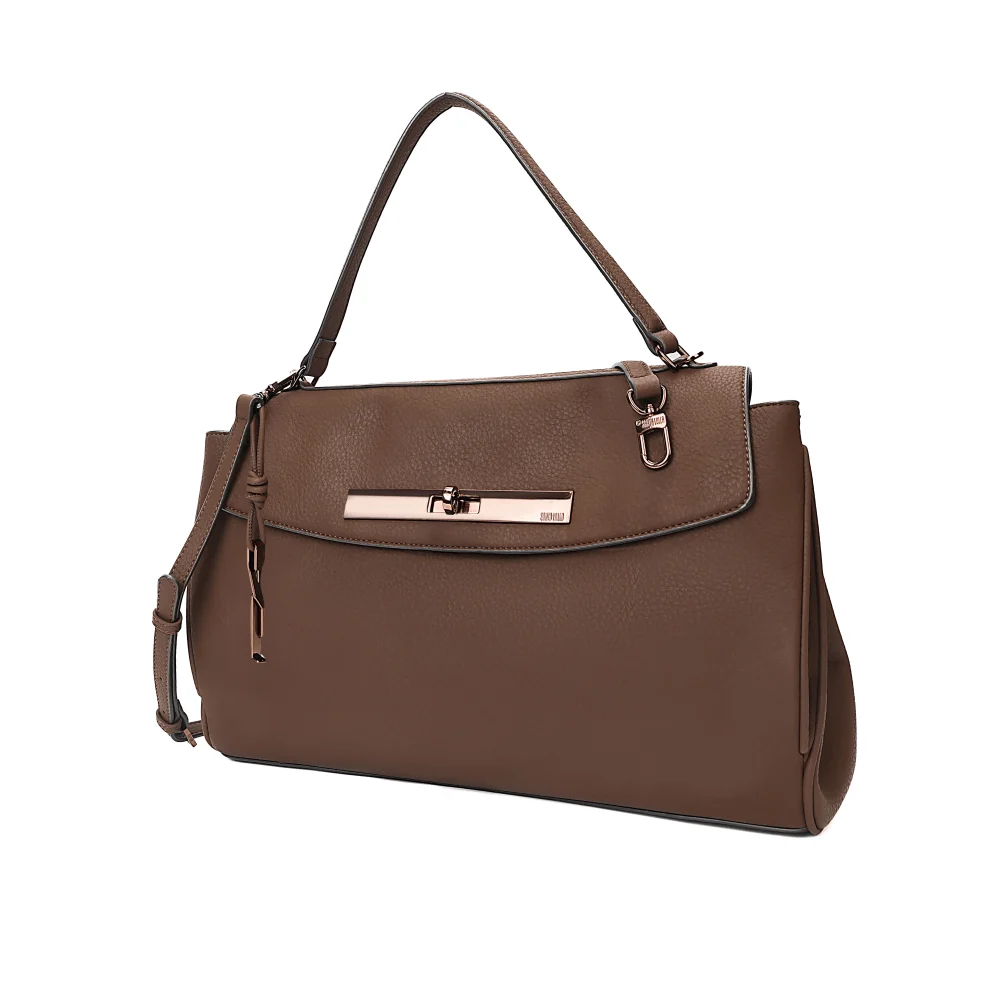 Bolsa Grande Nobuck Marrom Dark Alça Dupla - vista 2 de 6