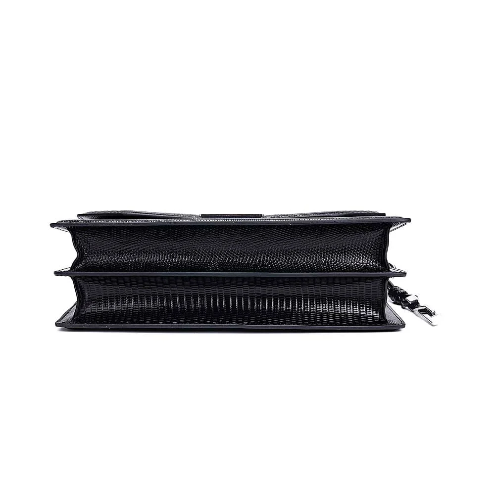 Bolsa Material Lizard Preta Alça Transversal - vista 6 de 7