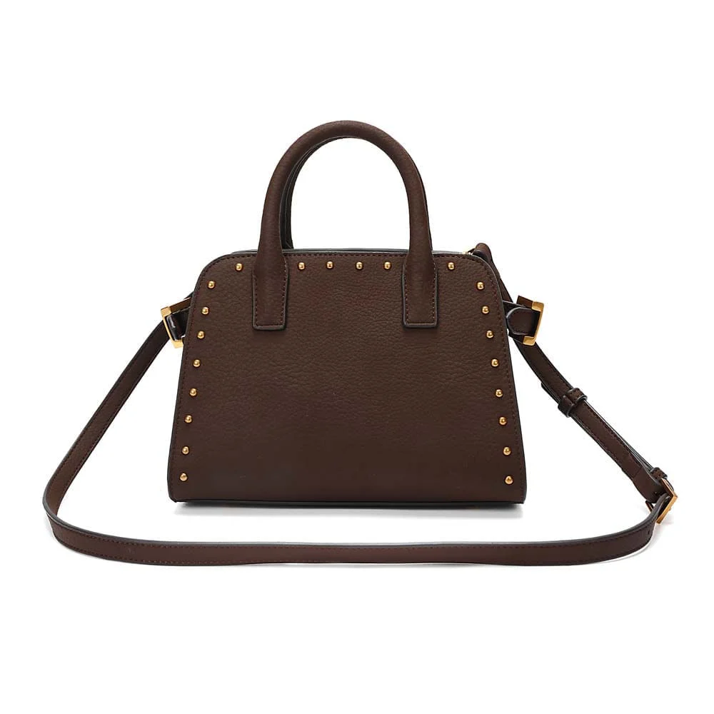 Bolsa Média Material Nobuck Marrom Dark Alça Dupla - vista 5 de 7