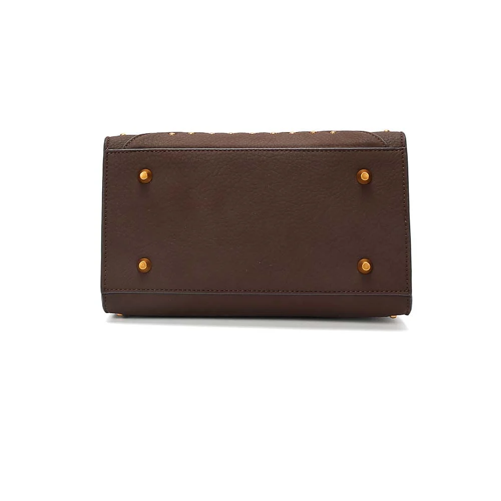 Bolsa Média Material Nobuck Marrom Dark Alça Dupla - vista 6 de 7