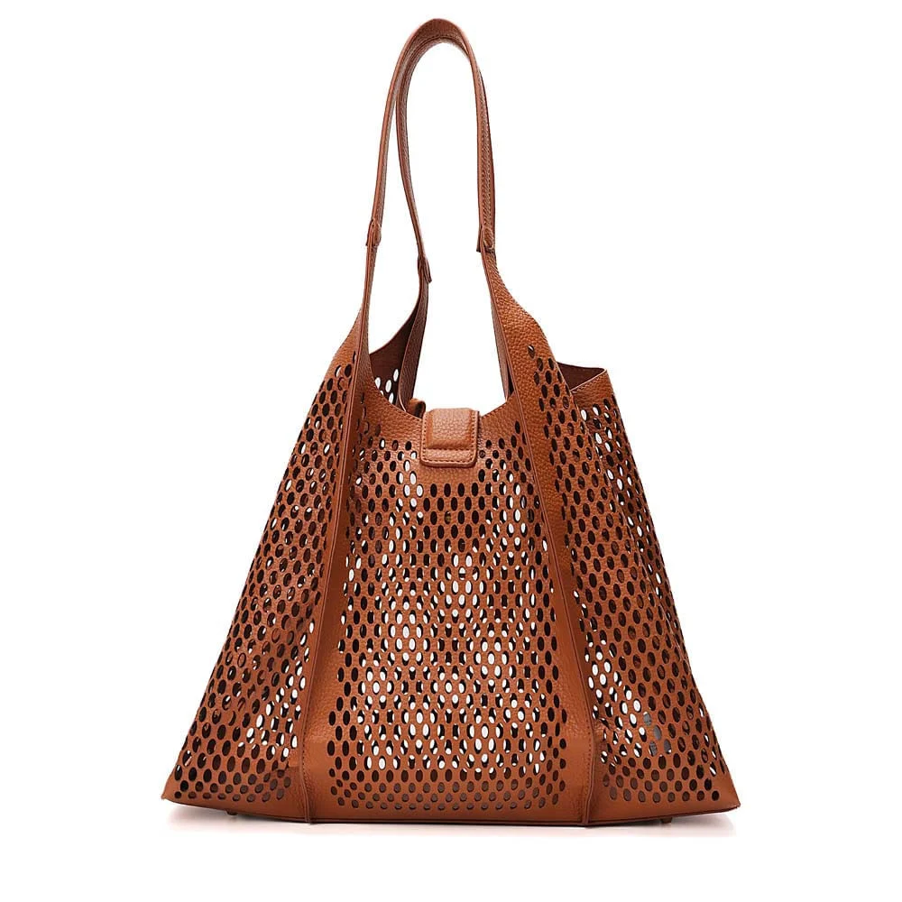 Bolsa Shopper Tela Floater Caramelo Alça De Ombro - vista 6 de 8