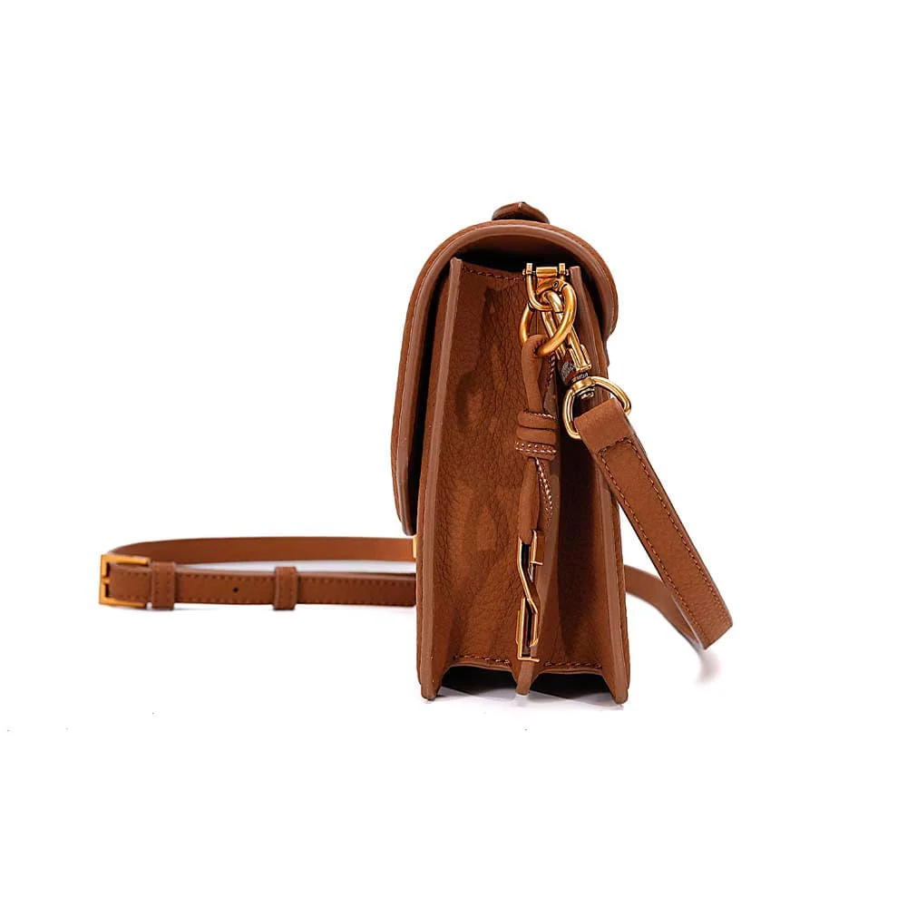 Bolsa Pequena Nobuck Marrom Safari Alça Transversal - vista 4 de 7