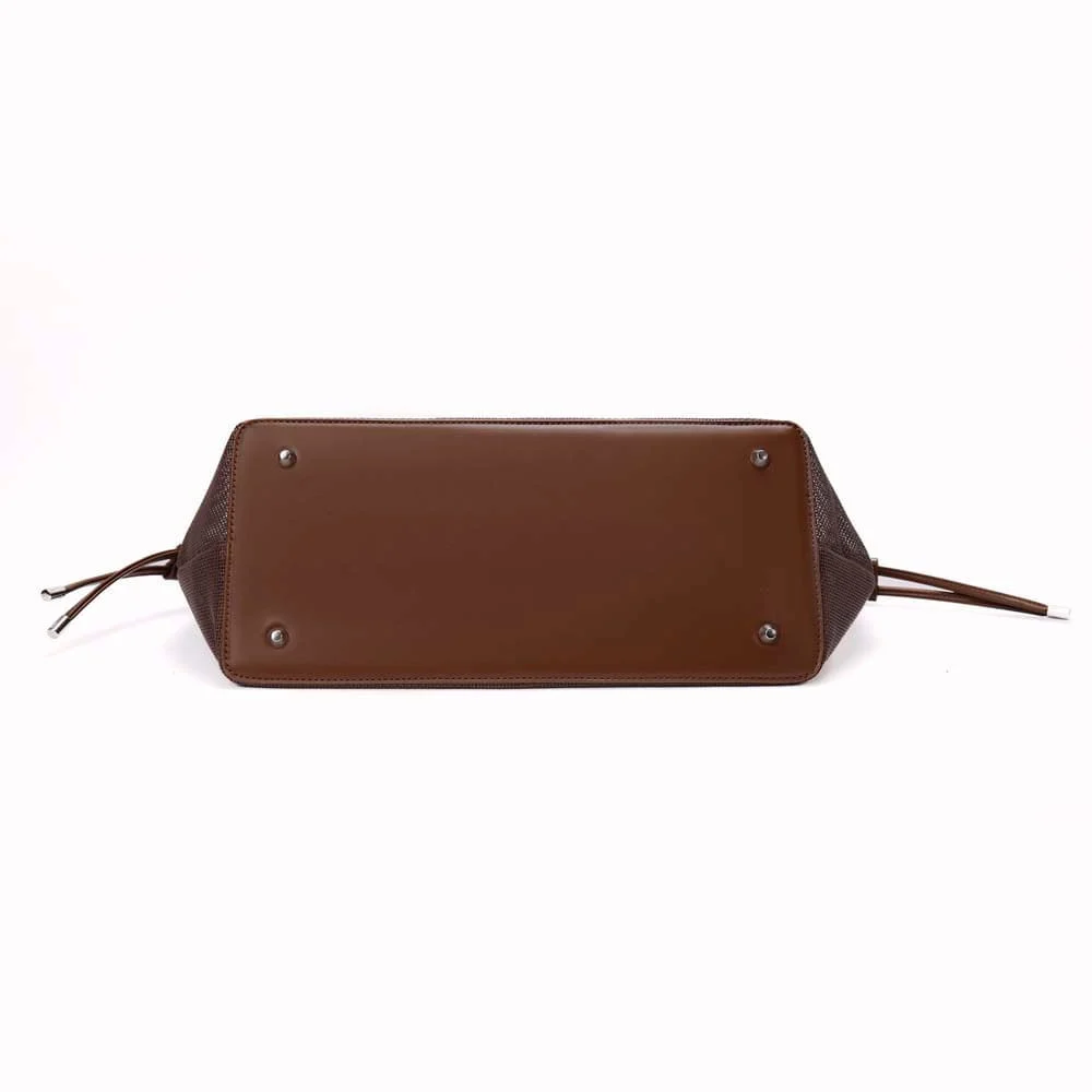 Bolsa Shopper Tela Marrom Dark Alça De Ombro - vista 7 de 9