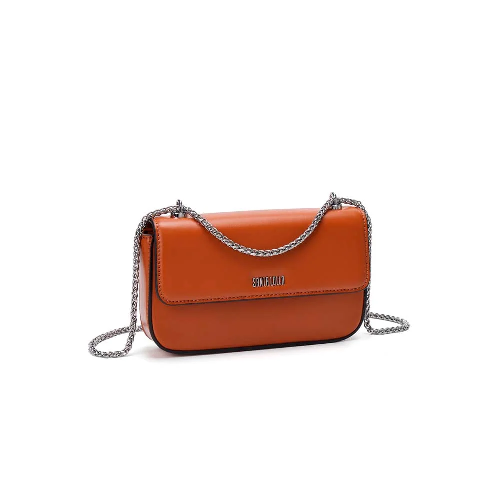 Bolsa Pequena Soft Caramelo Alça Transversal Corrente - vista 2 de 5