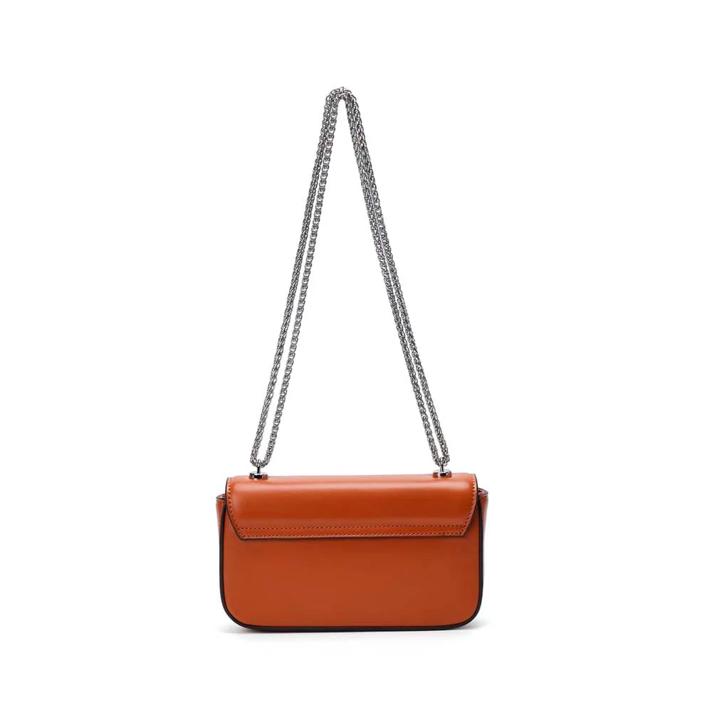 Bolsa Pequena Soft Caramelo Alça Transversal Corrente - vista 3 de 5